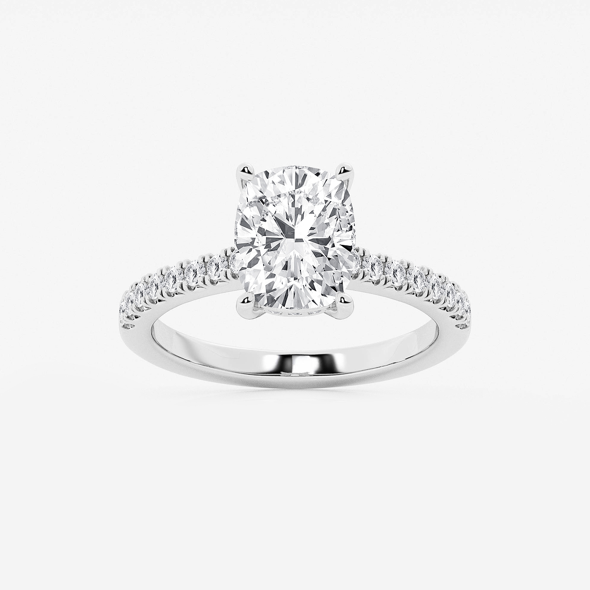 2 3/4 ctw Elongated Cushion Lab Grown Diamond Hidden Halo Engagement Ring